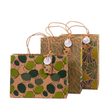Artebene GmbH Artebene ajándéktasak (22x30x11 cm ) kraft, zöld leveles (4) ajándéktasak