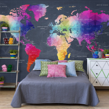 Artgeist Fotótapéta - World Map: Colourful Crystals 150x105 tapéta, díszléc és más dekoráció