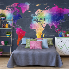 Artgeist Fotótapéta - World Map: Colourful Crystals 350x245 tapéta, díszléc és más dekoráció