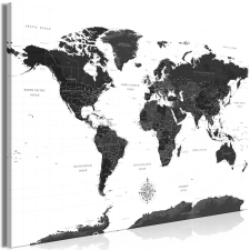 Artgeist Kép - Black and White Map (1 Part) Wide térkép