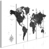 Artgeist Kép - Black and White Map (5 Parts) Narrow