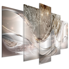 Artgeist Kép - Modern Dandelions (5 Parts) Beige Wide grafika, keretezett kép