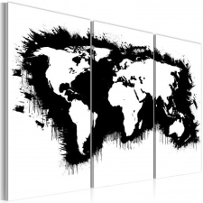Artgeist Kép - Monokróm map of the World - triptych tapéta, díszléc és más dekoráció