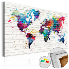 Artgeist Kép parafán - Walls of the World [Cork Map] 120x80 grafika, keretezett kép