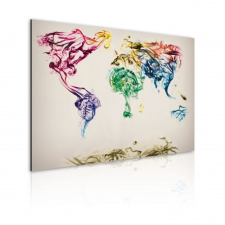 Artgeist Kép - The World térkép - színes füst nyomvonalak tapéta, díszléc és más dekoráció
