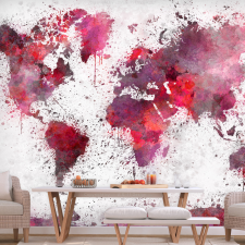 Artgeist Öntapadó fotótapéta - World Map: Red Watercolors 196x140 tapéta, díszléc és más dekoráció