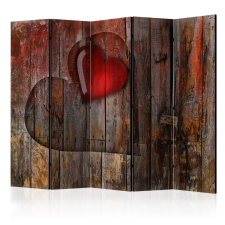 Artgeist Paraván - Heart on wooden background II [Room Dividers] - 5 részes 225x172 bútor