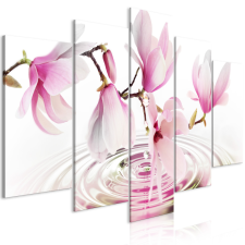 Artgeist Vászonkép - Magnolias over Water (5 Parts) Wide Pink 100x50 grafika, keretezett kép