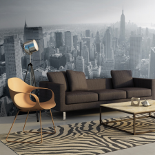 Artgeist XXL Fotótapéta - New York City skyline fekete-fehér grafika, keretezett kép