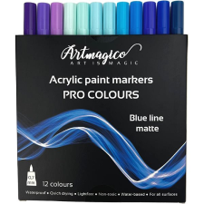 Artmagico Pro Blue Line akril filctollak, kék árnyalatok, 12 darab filctoll, marker