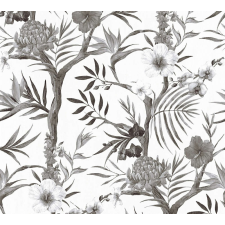  As-Creation Neue Bude 2.0, 36202-2 trópusi virágok fehér szürke fekete tapéta tapéta, díszléc és más dekoráció