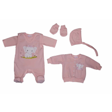 Asti 5 részes belül bolyhos kislány baba szett Elefánt mintával babaruha szett
