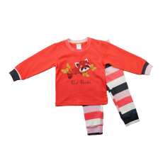 Asti Hosszú ujjú lányka pizsama - Vörös panda mintával