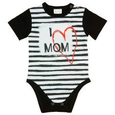 Asti "I LOVE MY MOM" feliratos rövid ujjú baba body fekete kombidressz, body
