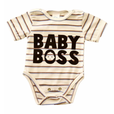 Asti Rövid ujjú dupla patentos " Baby Boss" feliratú baba body kombidressz, body