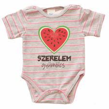 Asti Rövid ujjú dupla patentos " Szerelem gyümölcs" feliratú baba body kombidressz, body