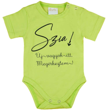 Asti Rövid ujjú feliratos baba body zöld kombidressz, body