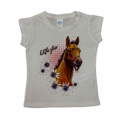 Asti Rövid ujjú lány póló Lovas mintával