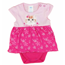 Asti Rövid ujjú szoknyás baba body cuki Virágos cica mintával kombidressz, body