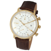  ASTRON 5532-9 férfi karóra, multifunkciós, arany színű nemesacél tok, barna bőrszíj, fehér számlap, keményített ásványüveg, quartz szerkezet, 50 m (5 ATM) vízállóság