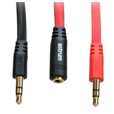 Astrum AUX 1X3,5MM apa - 2X3,5MM anya jack elosztó kábel 0,2M AS003 audió/videó kellék, kábel és adapter