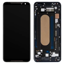  Asus ROG Phone 2 ZS660KL fekete LCD kijelző érintővel kerettel előlap mobiltelefon, tablet alkatrész