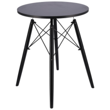  Asztal 60x60 cm, kerek lap, fekete, fekete lábak 41216 kerti bútor