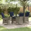  Asztal és szék szett párnával 5 pcs Szürke PE Rattan