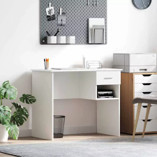  Asztal fiókkal polcokkal Fehér 90 x 49 x 75 cm Faanyag íróasztal