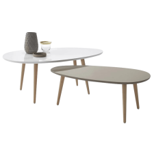  Asztal szett, fehér/szürke, DOBLO bútor