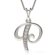  ATCOM - Ezüst &#039;P&#039; Betűs Medál Nyaklánc - 925-ös Ezüst nyaklánc