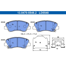 ATE fékbetétkészlet, tárcsafék ATE 13.0470-5548.2 autóalkatrész
