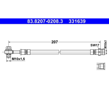 ATE fékcső ATE 83.8207-0208.3 autóalkatrész