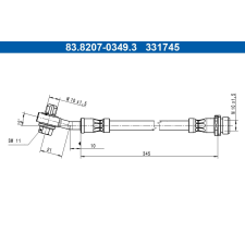 ATE fékcső ATE 83.8207-0349.3 autóalkatrész