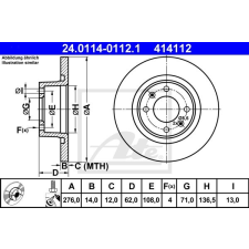 ATE Féktárcsa ATE 24.0114-0112.1 féktárcsa