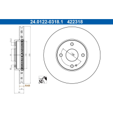 ATE féktárcsa ATE 24.0122-0318.1 féktárcsa
