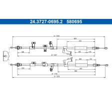 ATE huzal, rögzítőfék ATE 24.3727-0695.2 autóalkatrész