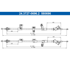 ATE huzal, rögzítőfék ATE 24.3727-0696.2 autóalkatrész