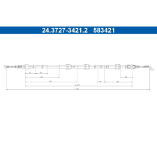 ATE huzal, rögzítőfék ATE 24.3727-3421.2 autóalkatrész
