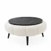  Atelier Del Sofa Coffee Table White Black Marble Papatya 60 - White, Black Marble