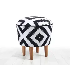  Atelier Del Sofa Pouffe Black White Luiz - Black, White bútor