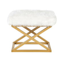  Atelier Del Sofa Pouffe Gold White Capraz Plush - Gold, White bútor