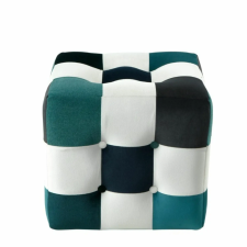  Atelier Del Sofa Puff Fehér Sötétkék Türkiz Patchwork - Fehér, Sötétkék bútor