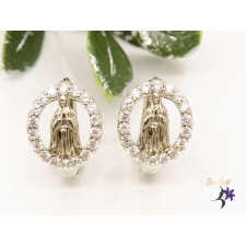  Atina antiallergén karika fülbevaló Mária alak fehér cirkóna kövekkel -rodium fülbevaló