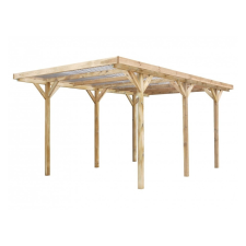 Atlana Kocsibeálló pergola 300x500x233 cm fenyőfa szabadon álló impregnált fa PVC tetőfedés kerti tárolás