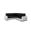  Atlasz sarokkanapé 130x200cm-es fekvőfelülettel Fehér bőr -fekete szövet, Balos