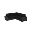  Atlasz sarokkanapé 130x200cm-es fekvőfelülettel Fekete bőr - fekete zsákszövet, Jobbos