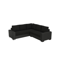 Atlasz sarokkanapé 130x200cm-es fekvőfelülettel Fekete bőr - fekete zsákszövet, Jobbos bútor