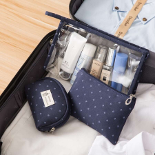Átlátszó kozmetikai táska 3in1 korona mintás lila aa-001992 smink kiegészítő