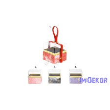 Áttetsző akril fedelű papírdoboz kocka 10x10 cm - Piros dekorációs kellék